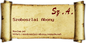 Szoboszlai Abony névjegykártya